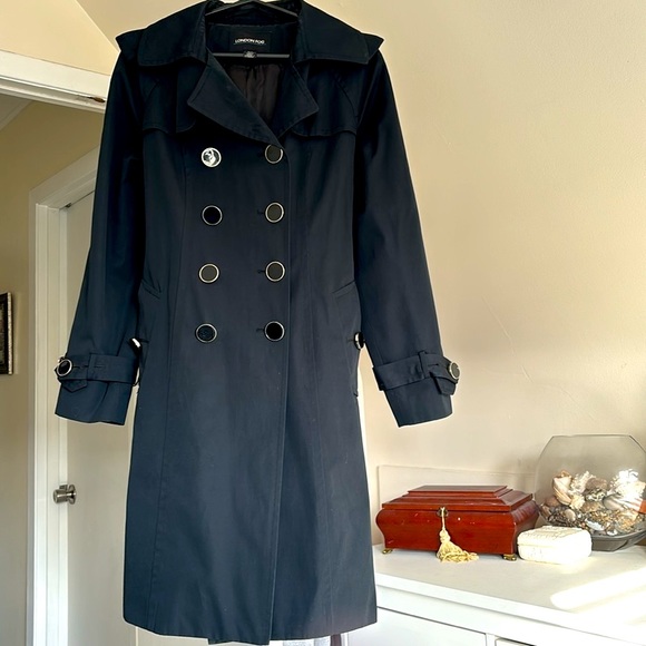 London Fog Black Trench - Picture 1 of 11